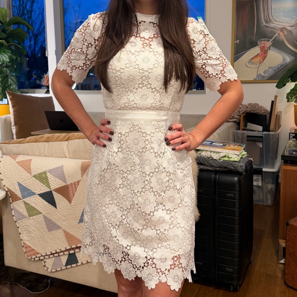 Modcloth Ivory Lace Midi Dress